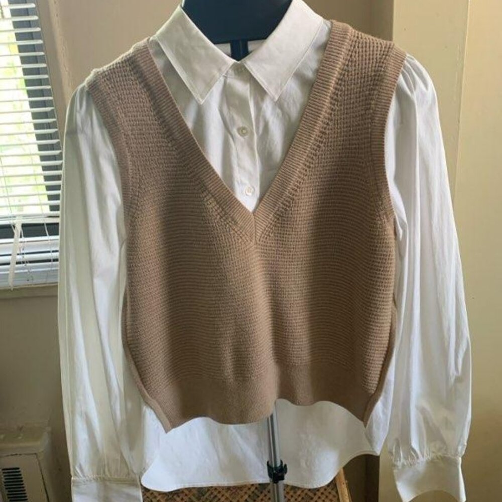 Veronica Beard Lark Vested Button Down Shirt (mixed media)
